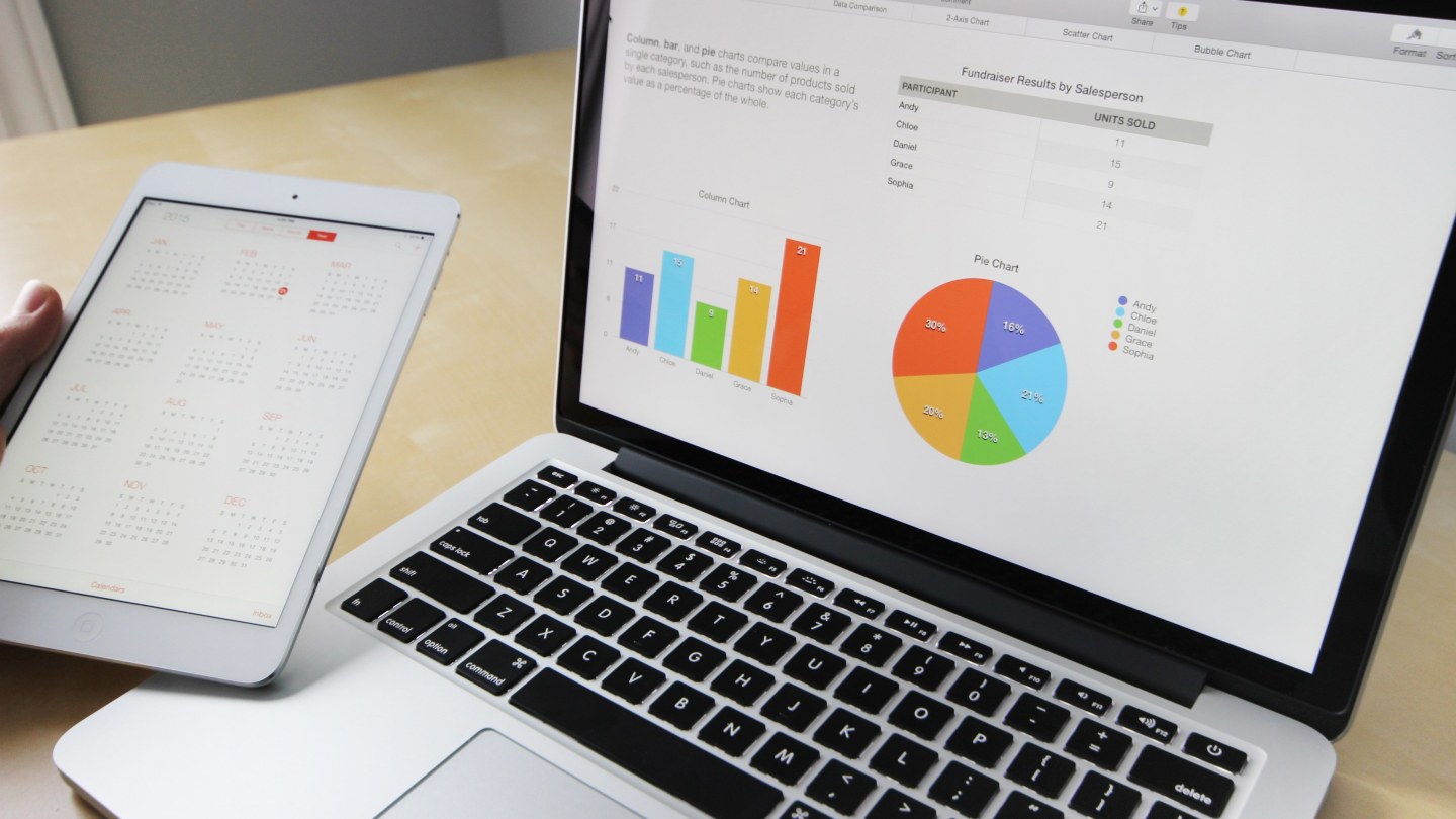 Ordinateur portable et tablette affichant des graphiques